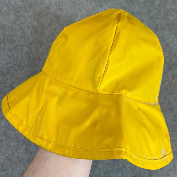 Vintage 80s LL Bean Bucket Hat Mens Yellow Lined Rain Fisherman Outdoor Large